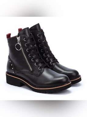 PIKOLINOS VICAR Lace-up biker ankle boots black size 38 EU 7.5-8 US